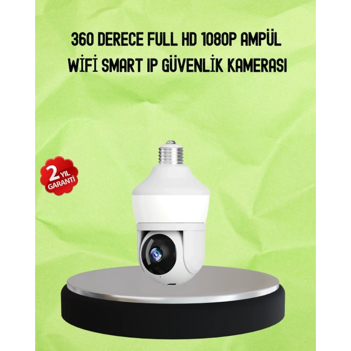 Mey İthalat® Hareket Algılamalı 360° Wi-Fi Akıllı Ampül Kamera
