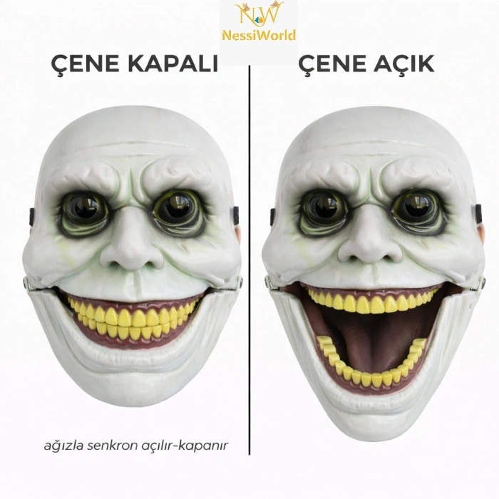 Mey İthalat® Hareketli Çene Mekanizmalı Korku Maskesi Yeşil