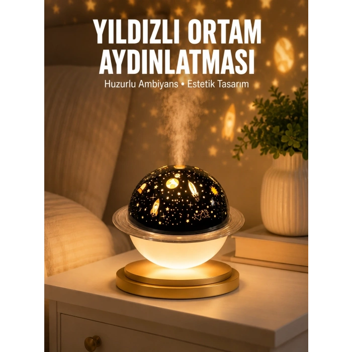 Mey İthalat® Hava Nemlendirici Led Işıklı Gece Lambası Yıldız Görünümlü Renk Değiştiren
