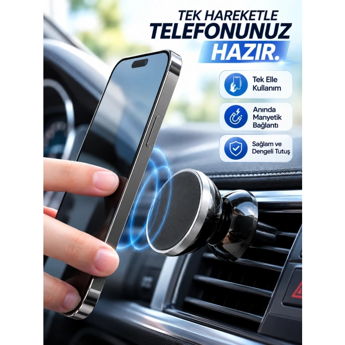 Mey İthalat® Havalandırma Izgarası İçin Manyetik Araç Telefon Tutucu