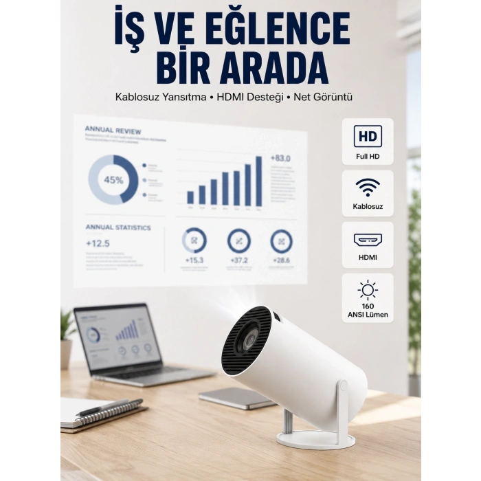 Mey İthalat® HDMI ve USB Girişli Uzun Ömürlü Ampullü Projeksiyon