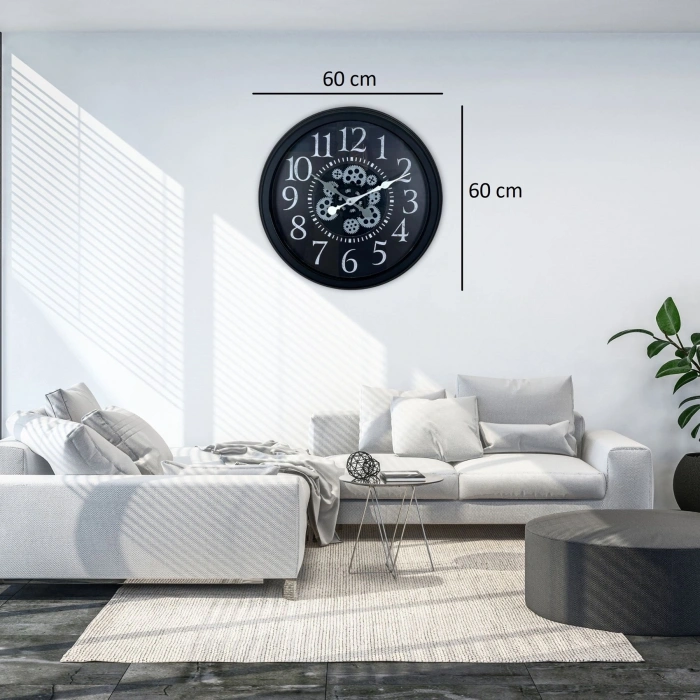 Mey İthalat® Heritage Black 60 Cm Çarklı Duvar Saati