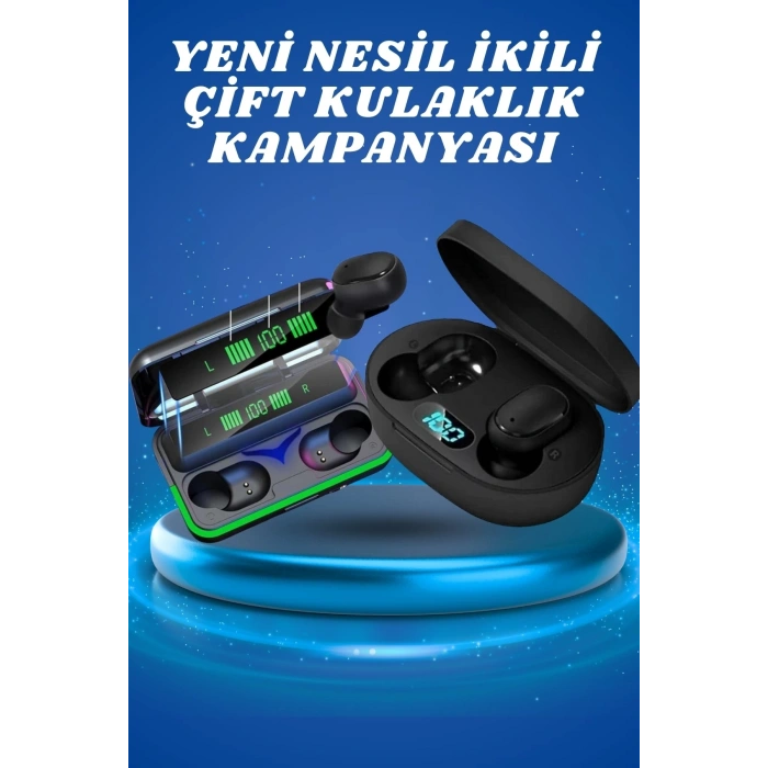 Mey İthalat® İkili Bluetooth Kulaklık Dijital Göstergeli Uzun Pil Ömrü Yüksek Ses Kaliteli
