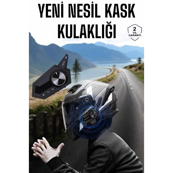 Mey İthalat® Intercom Kask Kulaklığı ANC Özelliği Yüksek Ses Kaliteli Bluetooth Kulaklık