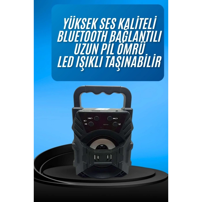 Mey İthalat® Işıklı Bluetooth Hoparlör Ses Bombası Taşınabilir Yüksek Ses Kaliteli Radyo Özelliği