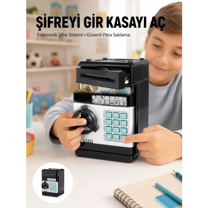 Mey İthalat® Işıklı Sesli Şifreli ATM Görünümlü Kasa Kumbara