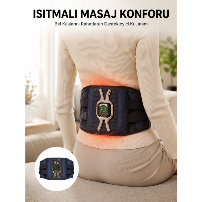 Mey İthalat® Isıtmalı Bel ve Bacak Masaj Kemeri Vücut Destekli