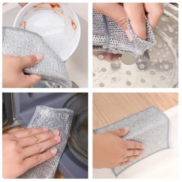 Mey İthalat® Islak ve Kuru Çok Amaçlı Tel Bulaşık Yıkama Bezi