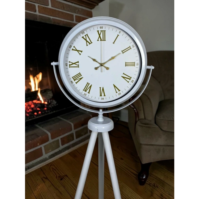 Mey İthalat® Ivory Beyaz Tripod Ayaklı Saat