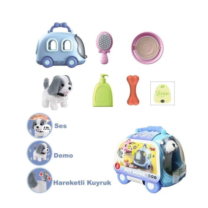 Mey İthalat®  JND-6802 Taşıma Araba Çantalı Hareketli Pilli Köpek Set -Vardem Oyuncak