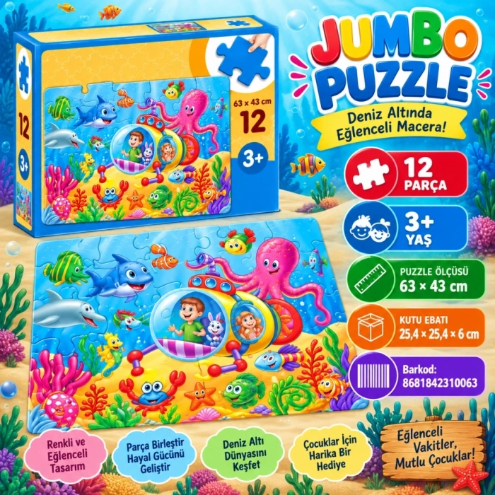 Mey İthalat® JP 31006 JUMBO PUZZLE 12 PARÇA