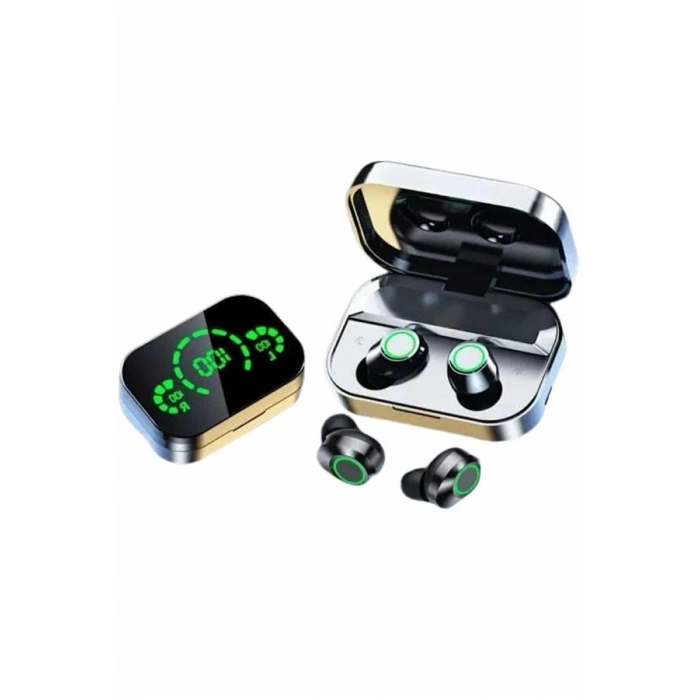Mey İthalat® Kablosuz Bluetooth Kulaklık Çift Telefon Destekli Powerbankli Dijital Göstergeli