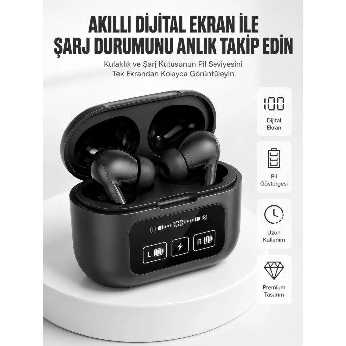 Mey İthalat® Kablosuz Bluetooth Kulaklık Pro Yeni Nesil Dokunmatik Kontrol