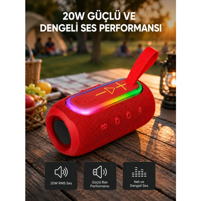 Mey İthalat® Kablosuz Hoparlör – Bluetooth 5.1, Güçlü Bas ve 10 Metre Menzil