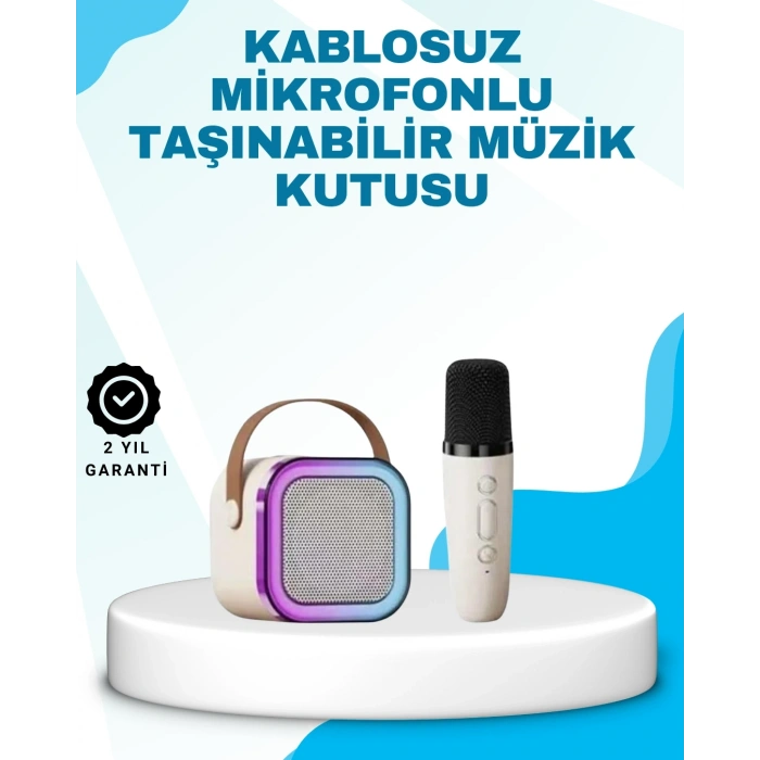Mey İthalat® Karaoke Mikrofon Hoparlör Seti Bluetooth Kablosuz Taşınabilir