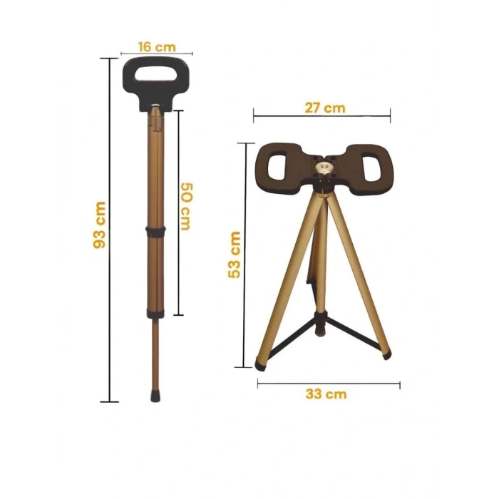 Mey İthalat® Katlanabilir Baston Tabure, Walking stick and portable stoo