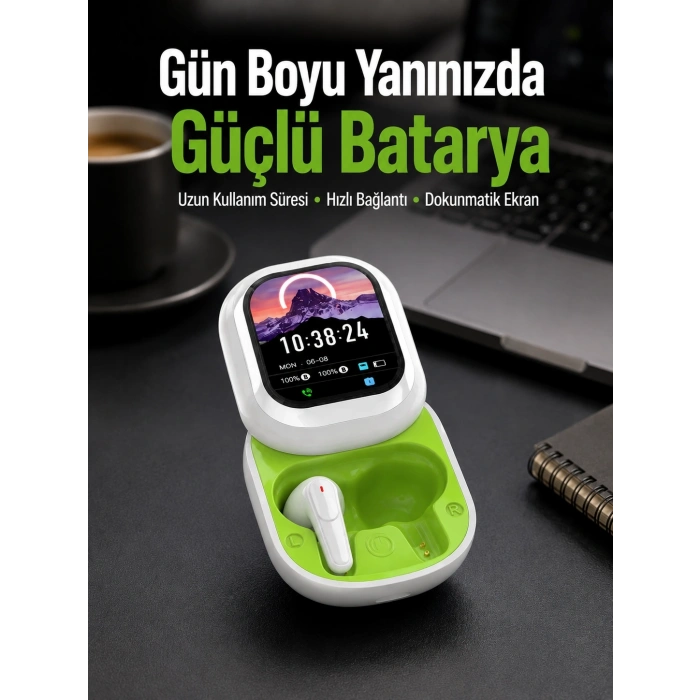 Mey İthalat® Kayar Kapak Tasarımlı Dokunmatik Ekranlı Kablosuz Bluetooth Kulaklık