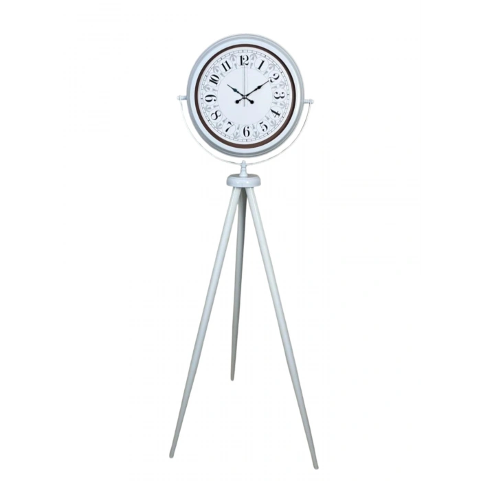 Mey İthalat® Klasik Rakamlı Beyaz Tripod Ayaklı Saat