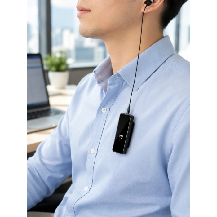 Mey İthalat® Klipsli Tek Kulaklıklı Kablosuz Bluetooth Kulaklık Dijital Ekranlı Taşınabilir Model