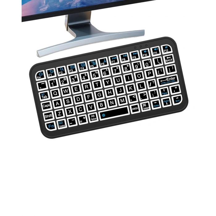 Mey İthalat® Kompakt Siyah RGB Işıklı Bluetooth Mini Klavye