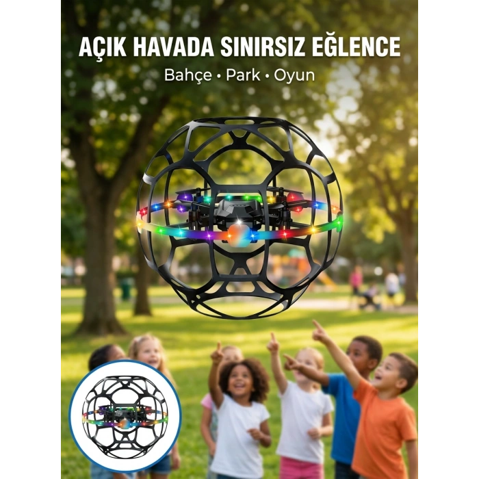 Mey İthalat® Koruyucu Kafesli Dron El Hareketiyle Kontrol Edilebilen Uçan