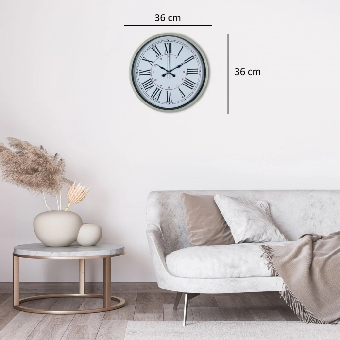 Mey İthalat® Krem 36 Cm Dekoratif Modern Duvar Saati