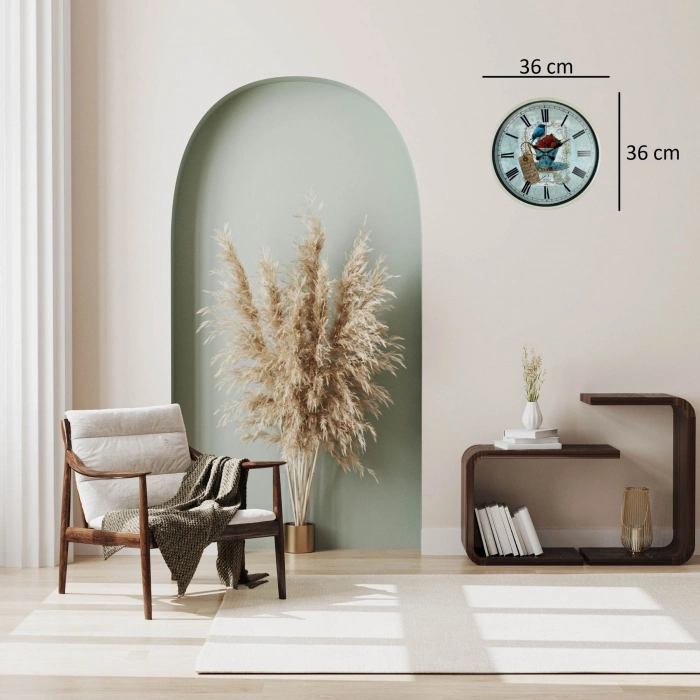 Mey İthalat® Krem 36 Cm Paris Strawberry Bird Duvar Saati