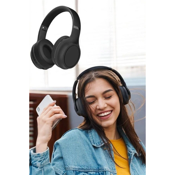 Mey İthalat® Kulak Üstü Kablosuz Bluetooth Kulaklık Gürültü Önleyici Uzun Şarj Süreli