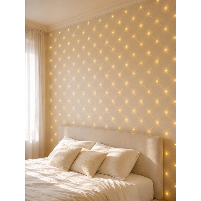 Mey İthalat® LED Ağ Işık Dekoratif File Aydınlatma Balkon Oda ve Bahçe Süsleme Yeni Nesil