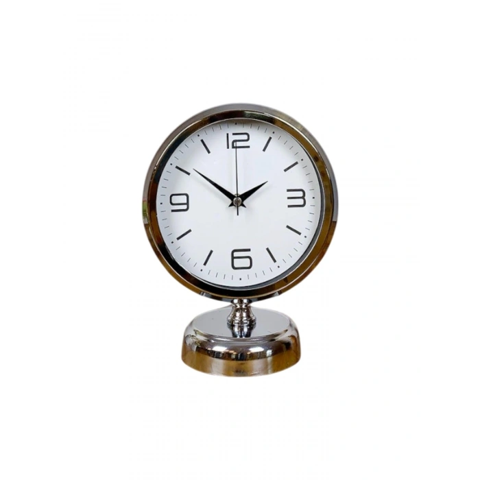 Mey İthalat®  Line 25 x 20 Cm Metal Krom Masa Saati