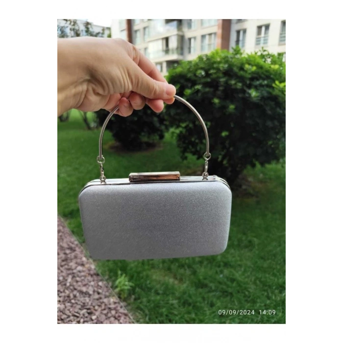 Mey İthalat® Lowell Home  Gümüş Simli Abiye Çanta