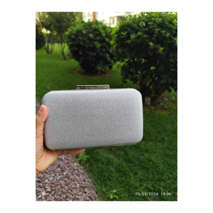 Mey İthalat® Lowell Home  Gümüş Simli Abiye Çanta