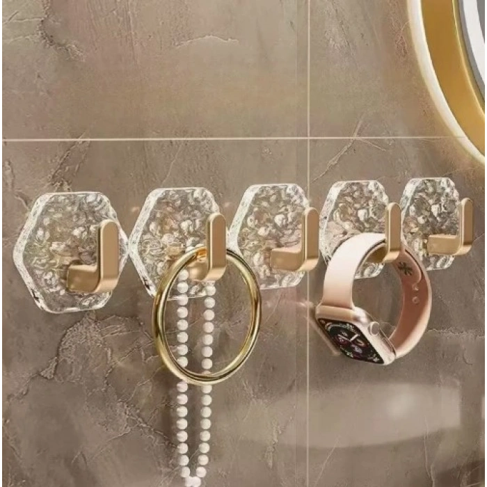 Mey İthalat® Lüks 5’li Duvar Askısı Banyo Mutfak İçin Havlu  Askılık