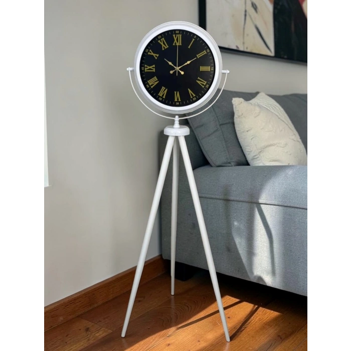 Mey İthalat® Lüks Beyaz Tripod Ayaklı Saat