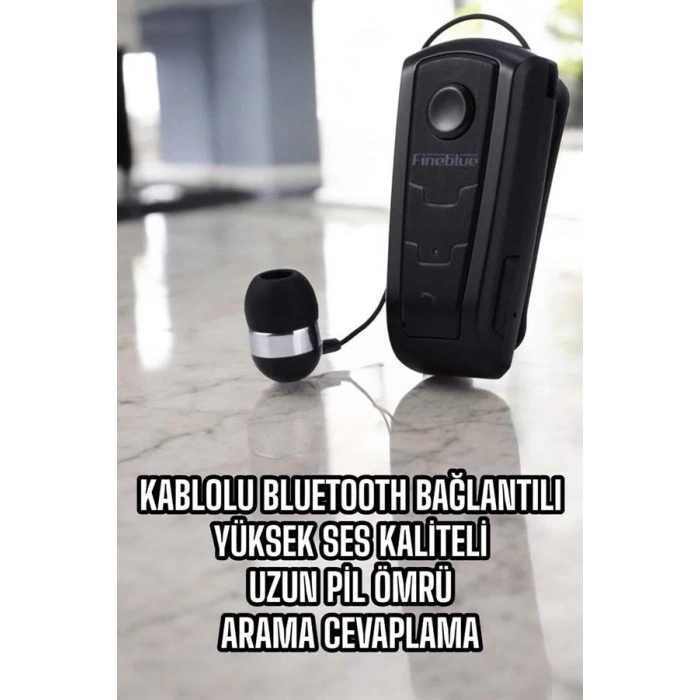 Mey İthalat® Makaralı Bluetooth Kulaklık Çağrı Cevaplama Kablolu Uzun Pil Ömrü