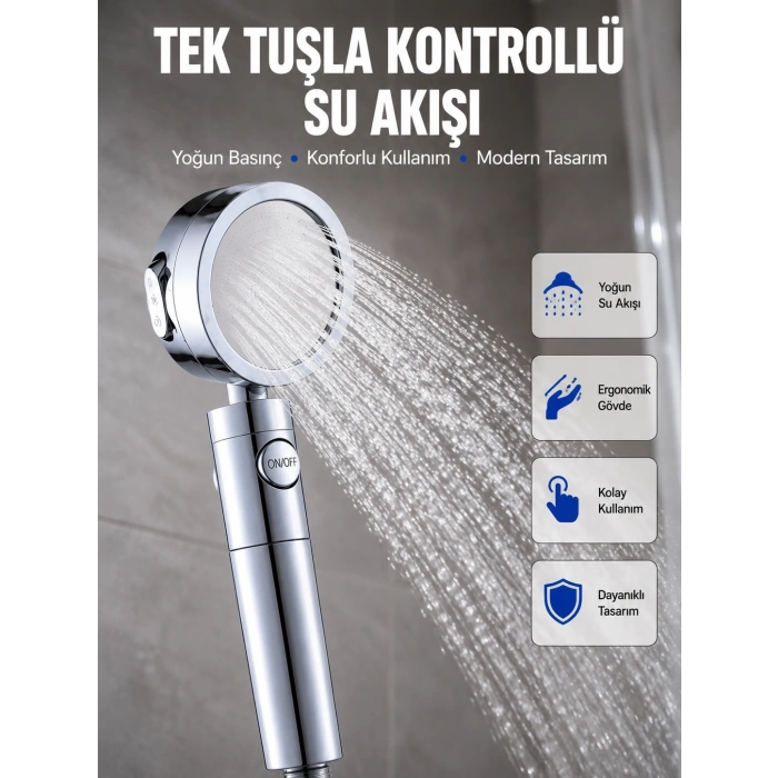 Mey İthalat® Masaj ve Yağmur Modlu Su Tasarruflu Duş Başlığı