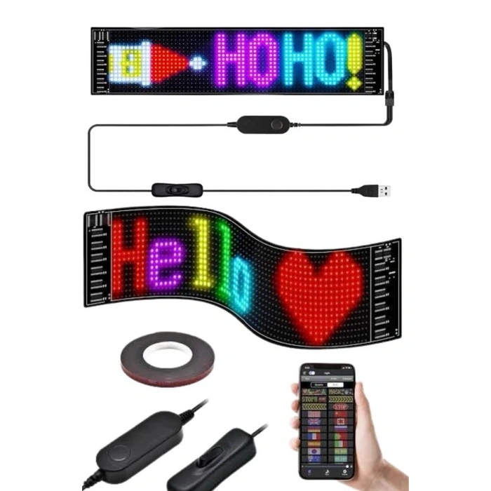 Mey İthalat® Matrix Led Cama Yapışan Telefon Kontrollü Panel Dijital Ekran Kumandalı