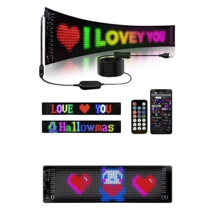 Mey İthalat® Matrix Led Cama Yapışan Telefon Kontrollü Panel Dijital Ekran Kumandalı