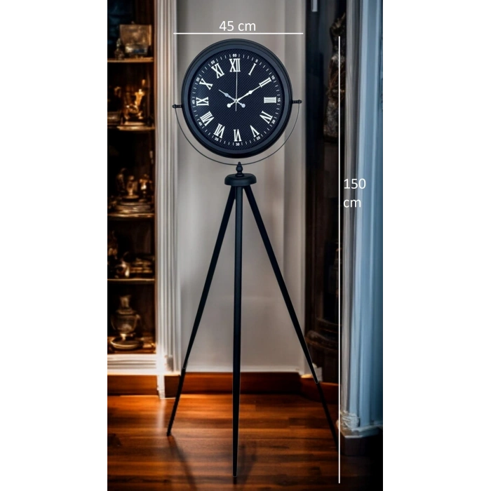 Mey İthalat® Midnight Black Tripod Ayaklı Saat