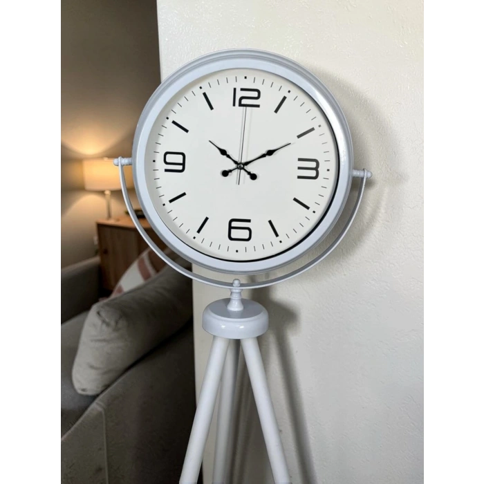 Mey İthalat® Modern Line Beyaz Tripod Ayaklı Saat