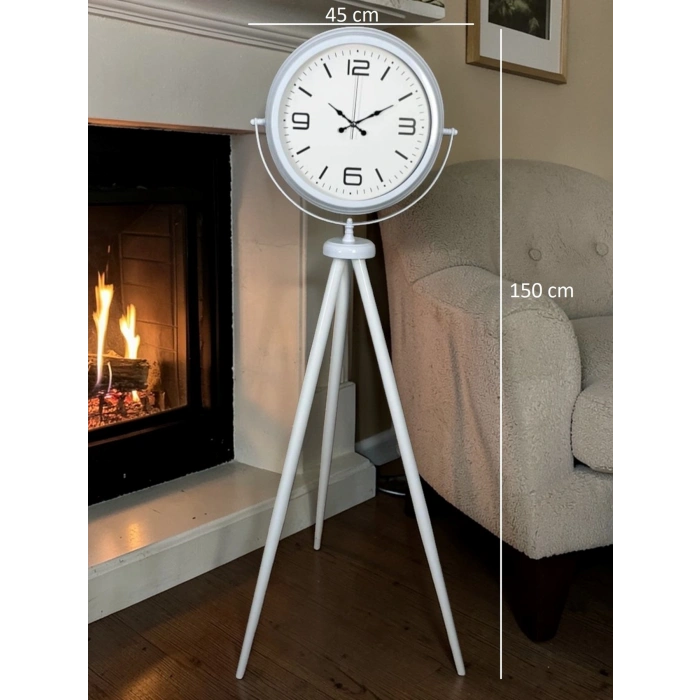 Mey İthalat® Modern Line Beyaz Tripod Ayaklı Saat