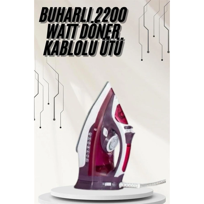 Mey İthalat® Modern Tasarım 2200W Dayanıklı Buharlı Seramik Kaplama Ütü Yeni Nesil