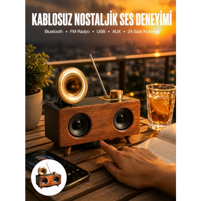 Mey İthalat® Nostaljik Radyo Bluetooth Bağlantılı Şarjlı Yüksek Ses Kaliteli Yeni Nesil