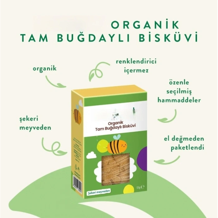 Mey İthalat® Organik Tam Buğdaylı Bisküvi 55gr