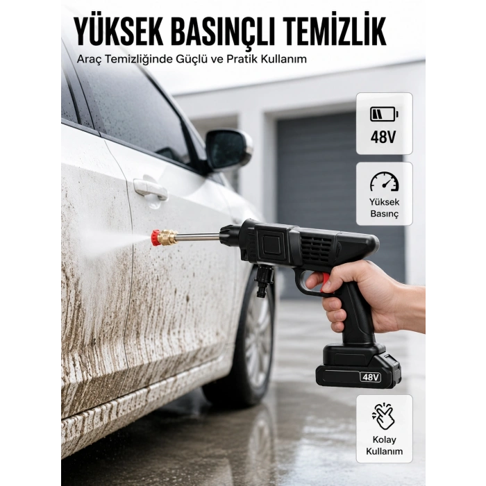 Mey İthalat® Orijinal 2025 48V Şarjlı Basınçlı Temizlik Tabancası A Kalite Seri