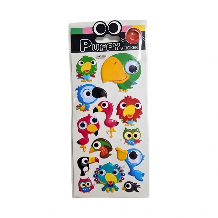 Mey İthalat® Oynar Gözlü Stickers Papağanlar