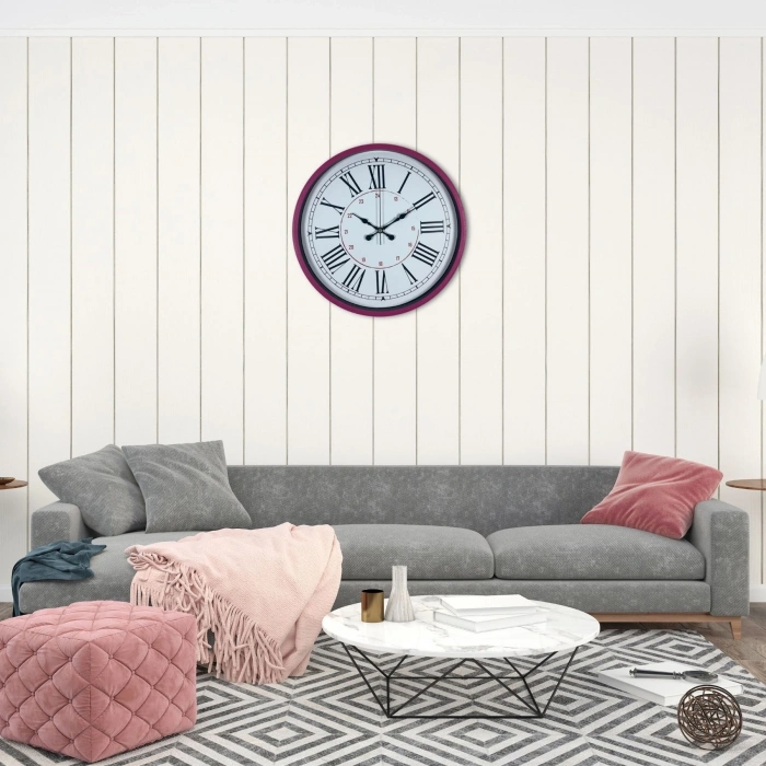 Mey İthalat® Pembe 36 Cm Dekoratif Duvar Saati