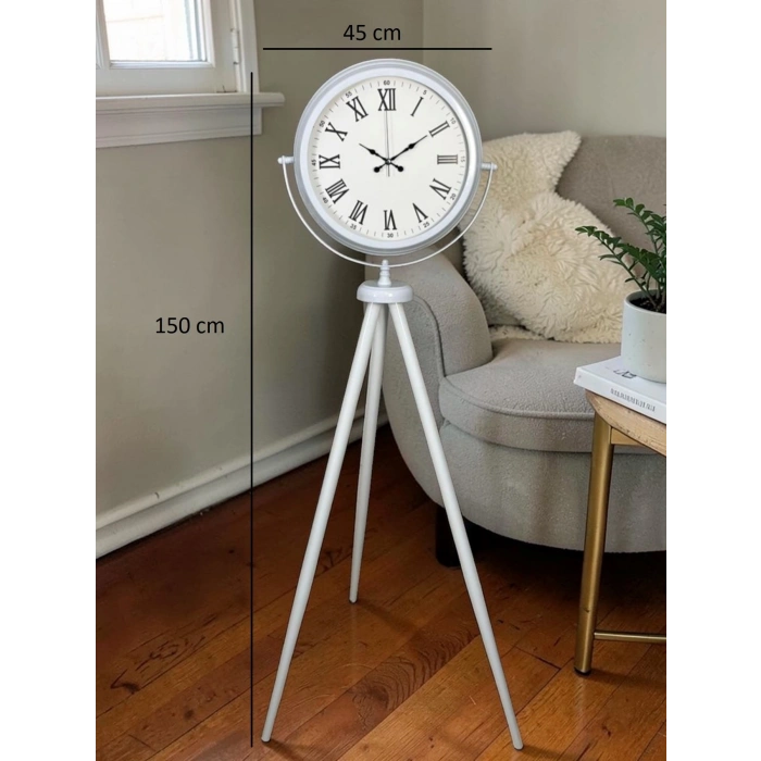 Mey İthalat® Platin Classic White Roma Tripod Ayaklı Saat