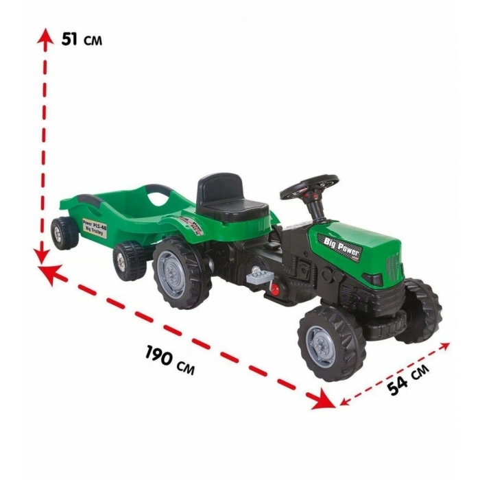 Mey İthalat® POWER PEDALLI BİG TROLLEY TRAKTÖR YEŞİL-PLS