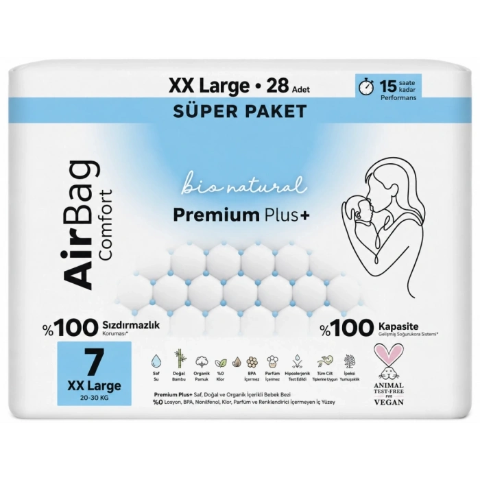Mey İthalat® Premium Plus Airbag Comfort Bebek Bezi 7 Beden 28 Adet